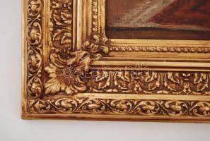 Szentgáli jelzéssel: Ötórai tea. Olaj,vászon, antik keretben, 40×50 cm