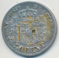 Spanyolország 1881. 50c Ag "XII. Alfonz" T:2- patina Spain 1881. 50 Centimos Ag "Alfonso XII" C:VF patina