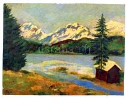 Poldi jelzéssel: Swazi hegyek. Olaj, karton, kissé viseltes sarkok, 63x47cm