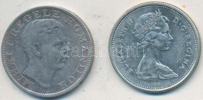 Vegyes: Románia 1942. 200L Ag + Kanada 1966. 25c Ag "II. Erzsébet" T:2-
Mixed: Romania 194...
