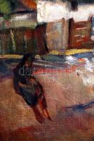 Toroczkai Oszvald (1884-1951): Falusi utca részlet. Olaj, vászon, jelzett, keretben, 50×60 cm