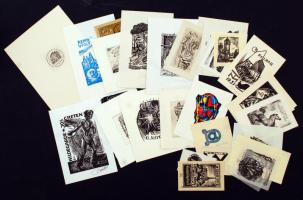 1948-1980 Nagy  Exlibris tétel, jelzettek, fametszet, rézmetszet, litho vegyesen, Cseh, Lengyel, olasz, spanyol, dán francia stb., 40db