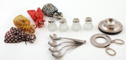 4db-os főtt tojás tartó készlet, fém, szövet, üveg