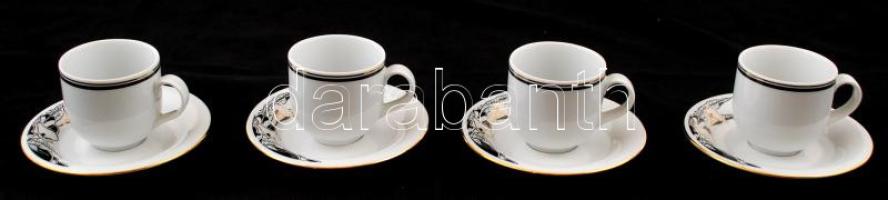 Alföldi porcelán mokkás csésze+alj,matricás, 4 főre, jelzett, hibátlan