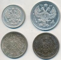 Vegyes: Német Birodalom 1914A 1/2M Ag + 1915A 1/2M Ag + Orosz Birodalom 1914. 20k Ag + 1915. 10k Ag ...