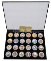 Libéria 2004. 10$ "Szabadság pillanatai" 24xklf db-os multicolor emlékpénz sorozat eredeti díszdobozban T:PP ujjlenyomatos Liberia 2004. 10$ "Moments of Freedom" 24pcs of multicolor commemorative coin series in original case C:PP fingerprints