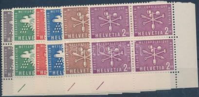 1956 Meteorológiai világszervezet Mi 1-6 ívsarki négyestömbök
