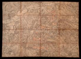 cca 1910 Nagyselyk, impresszum nélküli katonai térkép, mérték 1:25,000, vászonra kasírozott papír, hajtogatott, 55x77cm /Nagyselyk military map