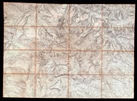 cca 1910 Szász-Vessződ, impresszum nélküli katonai térkép, mérték 1:25,000, vászonra kasírozott papír, hajtogatott, 55x77cm /Vaszid military map