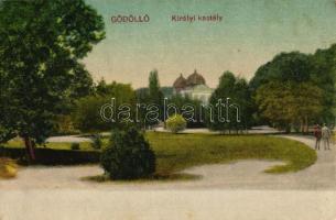 Gödöllő - 4 db városképes lap: Királyi domb, Erzsébet királyné szobra, park, királyi kastély