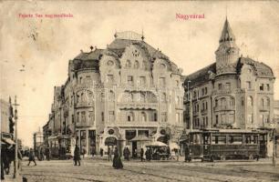 Nagyvárad, Fekete sas szálloda, villamos, erényi S.-né kiadása / hotel, tram (Rb)