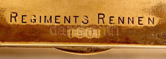 Antik szivardoboz huszár figurával, &quot;Regiments Rennen 1901&quot; felirattal, rezezett ó...