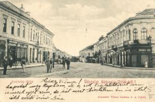 Sátoraljaújhely, Kazinczy utca, Weisz Emil és Wessely Mór üzletei, Alexander Vilmos kiadása (fa)