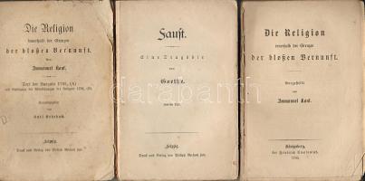 cca 1900 Goethe: Faust + 2 db német nyelvű füzet (sérültek)