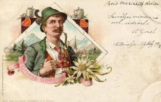 Oberbayerische Volkstypen Litho