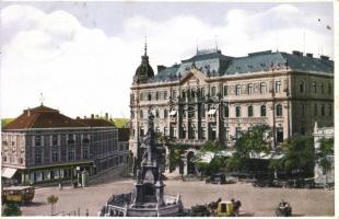Pécs, Takarékpénztár, villamos, automobile (Rb)