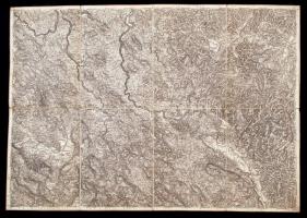 cca 1910, Szluin katonai térkép, mérték 1:75,000,vászonra kasírozott papír, hajtogatott,bejegyzésekkel, 38x54cm / Sluin military map