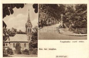 Leányfalu, Katolikus templom, sétány; Stampf Béla kiadása