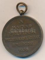 1938. "Felvidéki Emlékérem - II. Rákóczi Ferenc" Br emlékérem mellszalag nélkül T:2 ph
Hun...