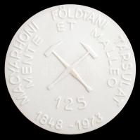 Herend Magyarhoni Földtani Intézet, Mente et maleo 125, 1848-1973, bisquit plakett, jelzett, hibátla...