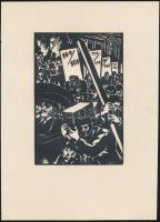 Frans Masereel (1889-1972): Városi tömeg, fametszet, papír, jelzett a dúcon, 16×11 cm