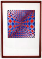 Victor Vasarely (1908-1997): Vega sorozatból: Ondokto. Szitanyomat, papír, jelzett, számozott (110/84), 35×34 cm