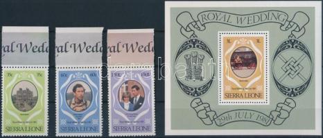 Prince Charles and Lady Diana's wedding (II) margin set + block + stampbooklet + 2 FDC, Károly herceg és Lady Diana esküvője (II.) ívszéli sor + blokk + bélyegfüzet + 2 db FDC