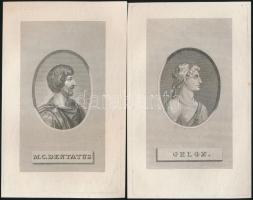 cca 1780-1800 Római, görög politikusokat, írókat ábrázoló metszetek,jelzés nélkül, 16db, 14x8cm