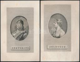 cca 1780-1800 Római, görög politikusokat, írókat ábrázoló metszetek,jelzés nélkül, 16db, 14x8cm