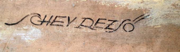 Schey Rezső: Női akt a parton. Olaj, farost, jelzett, keretben, 70×100 cm