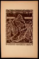 Farkasházy Miklós (1895-1964): Bibliotéka, linómetszet, papír, jelzett, 31×23,5 cm