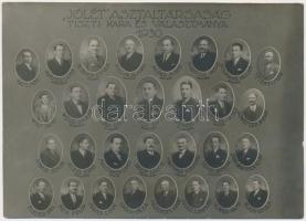 1930 a "Jólét" asztaltársaság tisztikara és választmányának tablóképe, fotó, 10,5×15 cm