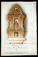 Bozó hagyatékból:A Szeged-Felsővárosi R. Kath. plébánia templomban készülő: "Jézus szíve" oltár terve. Akvarell, papír, 41x27cm