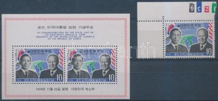 1974 Gerald R. Ford elnök ívsarki bélyeg Mi 946 + blokk Mi 396