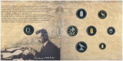 2005. 1Ft-100Ft 7klf db-os forgalmi sor + 10Ft "József Attila" dísztokos szettben, (2x) PP...