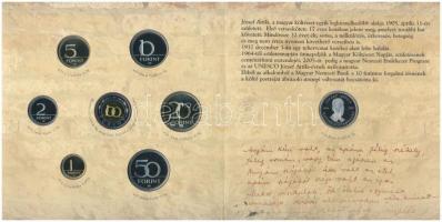 2005. 1Ft-100Ft 7klf db-os forgalmi sor + 10Ft "József Attila" dísztokos szettben, (2x) PP...