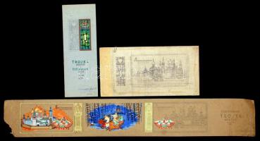 Bozó Gyula (1913-?): Trojka Söröző tervrészletek, vegyes technika, különböző méretben, 3db ebből 2 jelzett, 1 viseltes állapotban