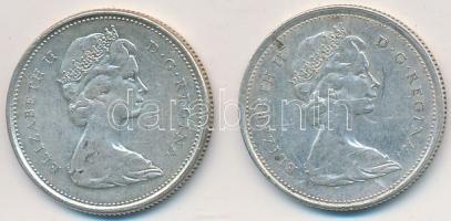 Kanada 1967. 25c Ag "II. Erzsébet" (2x) T:2- 
Canada 1967. 25 Cents Ag "Elizabeth II&...