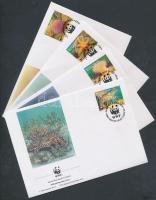 WWF tengeri élővilág négyescsík + 4 FDC WWF marine life stripe of 4 + 4 FDC