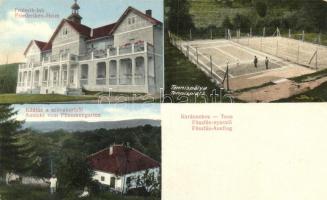 Karánsebes, Friderik-lak, Füszfás nyaraló, teniszpálya, Füszfás Sándor kiadása / villa, tennis court