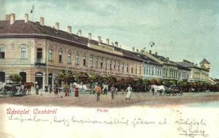 Békéscsaba, Főtér, Fiume szálloda, kávéház, Rosenthal testvérek üzlete (EK)