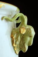 Herendi Viktória mintás kos fejes kaspó, kézzel festett, jelzett, hibátlan, m:20,5 cm d:30,5 cm/ Her...