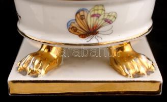 Herendi Viktória mintás oroszlánkarmos váza, kézzel festett, jelzett, hibátlan, m:12,5 cm, d:14 cm/ ...