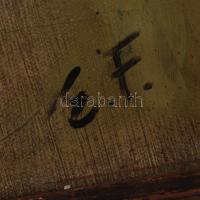 E. F. jelzéssel: Vadász csendélet siketfajddal, olaj, vászon, sérült, díszes fa keretben, 95×35 cm