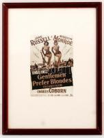 Marilyn Monroe, a Gentlemen Prefer Blondes film plakátjának modern nyomata, üvegezett fa keretben