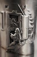 Gero, ezüstözött, mesejelenetes, füles, gyermekpohár, jelzett, m:7cm