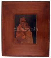 Élisabeth Vigée Le Brun festőnő és lánya, az 1789-es festmény után készült modern fa intarziás alkotás, 34,5×29,5 cm