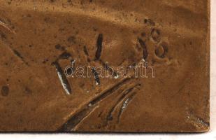 PK szignóval: "Tél 18" ,bronz falikép, 42×21 cm