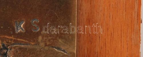 Kiss Sándor (1925-1999): Budapest. Bronz falikép, jelzett, fa lemezre ragasztva, 23×18 cm