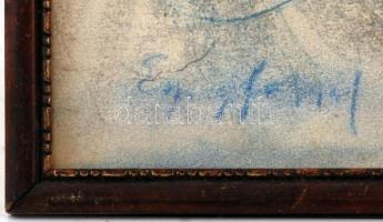 Olvashatatlan jelzéssel: Férfi fej, pasztell, papír, üvegezett fa keretben, 34,5×26,5 cm